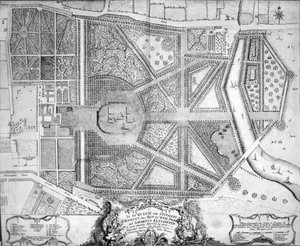 A londoni Kensington királyi palota és kertek térképe, 1736